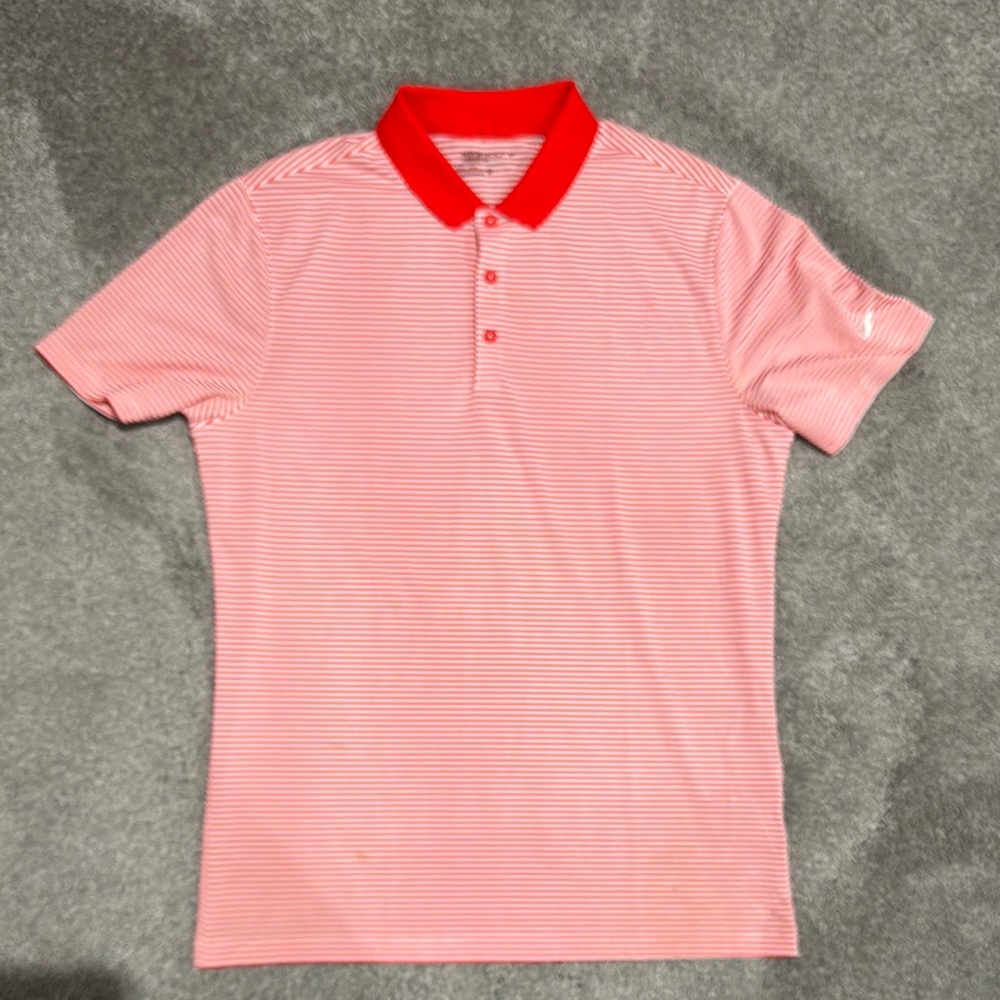 Nike Orange  and White Striped Polo Shirt